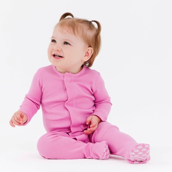 Magnetic Me Organic Cotton Modal Ribbed Footie Mauve 3-6 6-9 9-12 - Picture 6 of 8